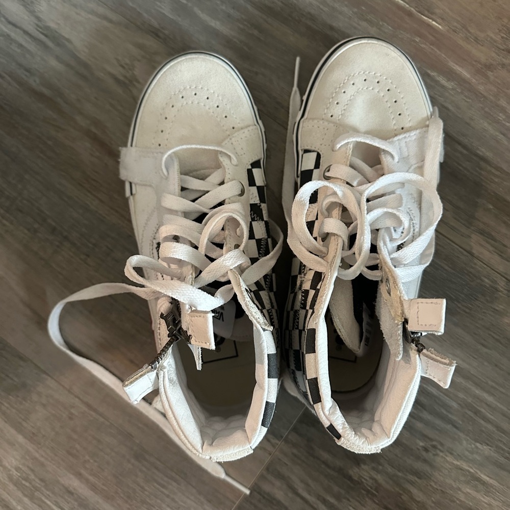 Vans White and Black High-Top Sneakers